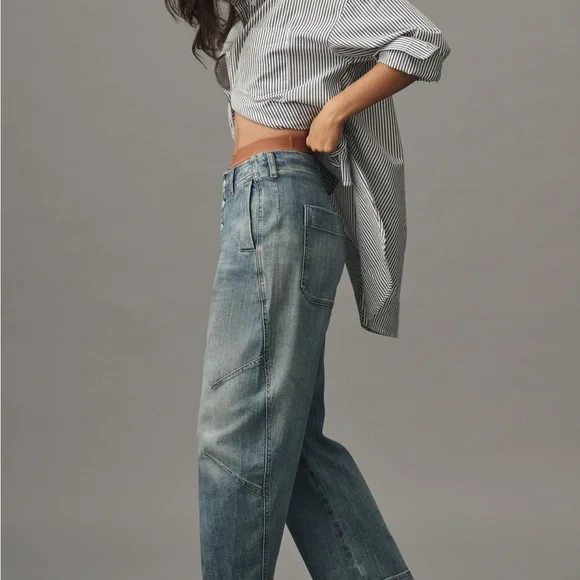 EUC Pilcro Arin Barrel Leg Blue Denim Jeans - Picture 10 of 12